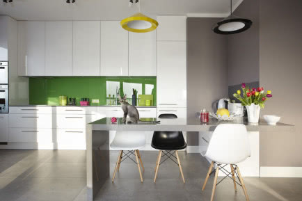 szarość i kolory - nowoczesne wnętrze - kuchnia