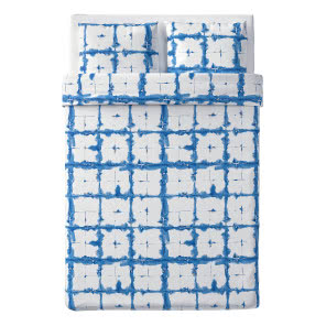 Komplet pościeli kratka niebieska, IKEA