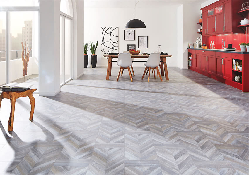 W jodełkę - Wzór paneli laminowanych Dąb Manor...