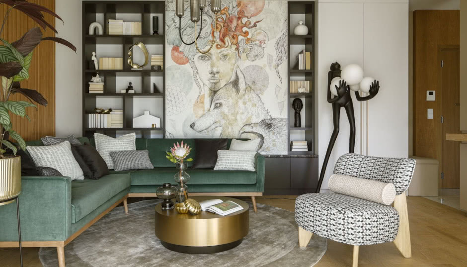 Wszystko zaczęło się od zielonej sofy. Warszawski apartament w rytmie natury i sztuki