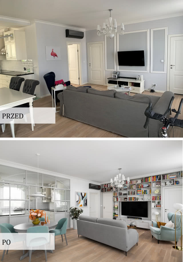 metamorfoza salonu przed i po