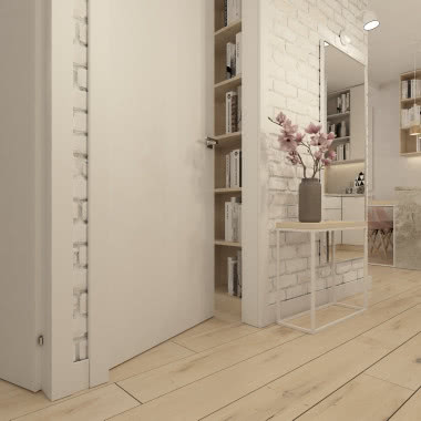 Biała cegła dekoracyjna w nowoczesnym wnętrzu