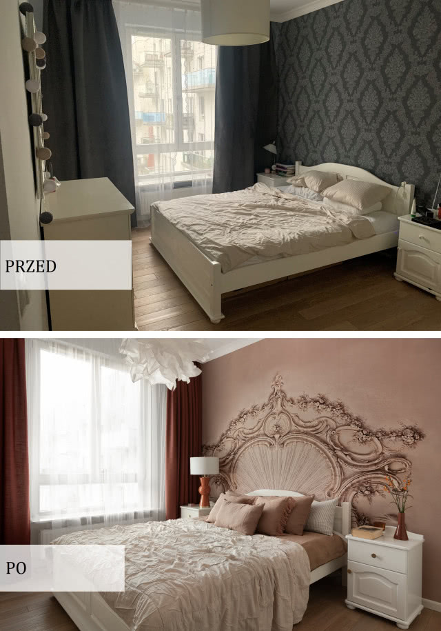 metamorfoza sypialni przed i po