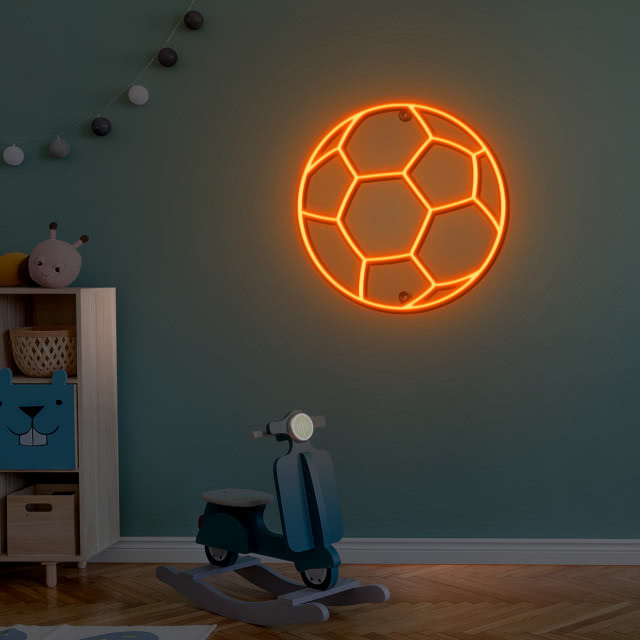 neon w kształcie piłki