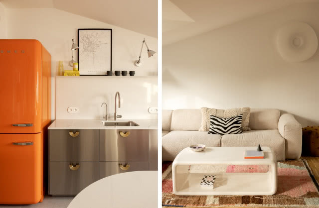 kuchnia ze srebrnymi, chromowanymi frontami