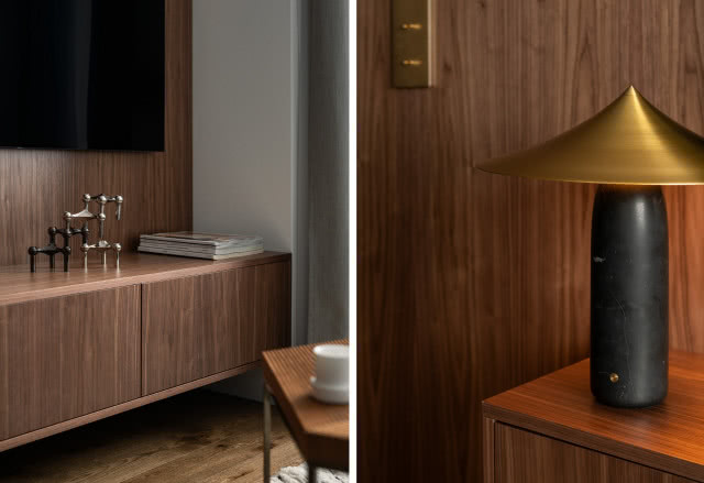 drewniana okładzina ścienna w salonie