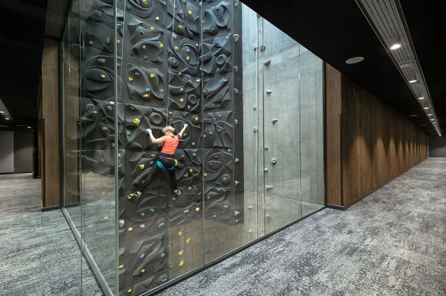 ścianka wspinaczkowa, kobieta na ściance