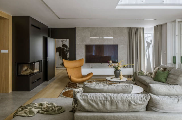 Duży salon w nowoczesnym stylu