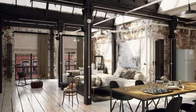 cegła wnętrze loftowe