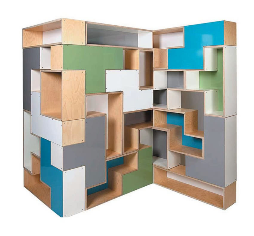 System modularnych regałów z odpadów płyt...