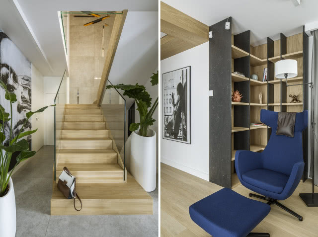 Schody dywanowe w dębowej okładzinie