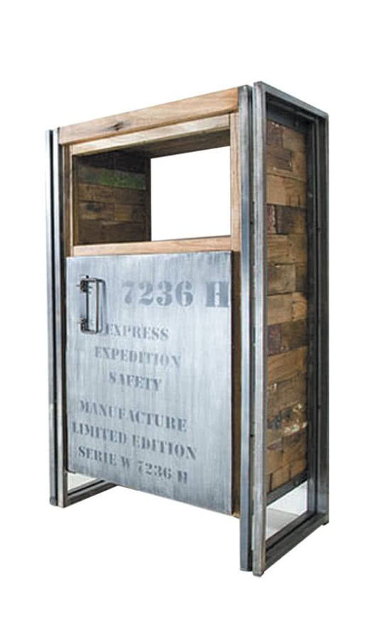 Szafka z blachy po kontenerach i drewna z palet...