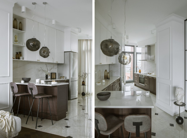 Trójkątna kuchnia z wyspą 