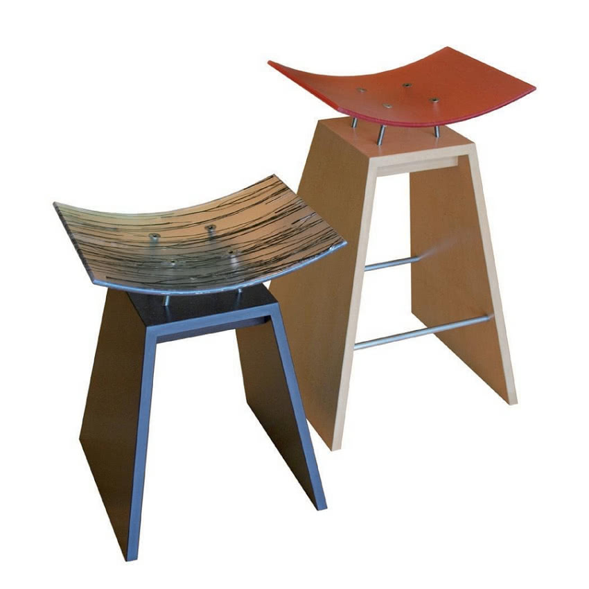 Stołki Echo ze sklejki bambusowej i ekologicznej...