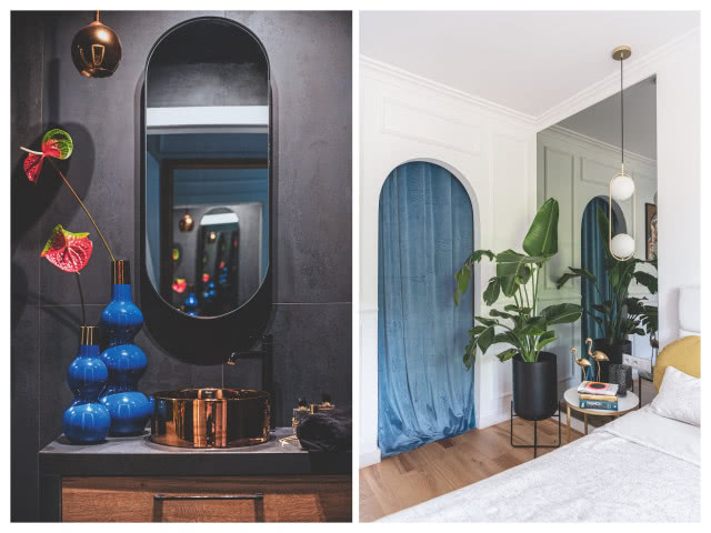 ciemne kolory w łazience