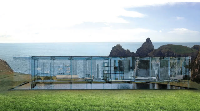 szklany prywatny dom