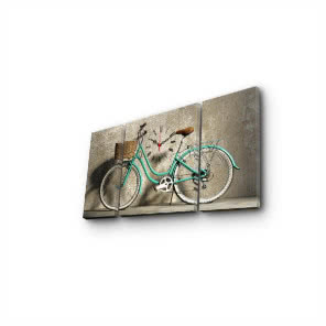 Wieloczęściowy obraz z zegarem Rower, 84x45 cm, Bonami, 234 zł