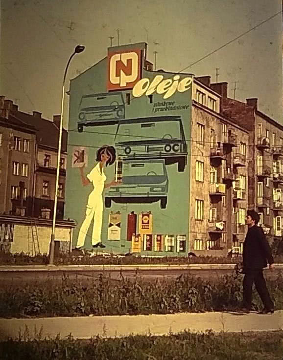Mural reklamowy CPN, Kraków, lata 60.-70., XX w, autor: Jan Suchowiak