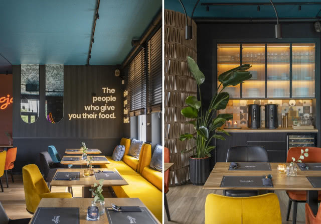 warszawska restauracja z neonami na ścianie