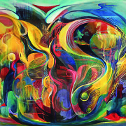 Tomasz Prymon, „Przepływy”, olej na...