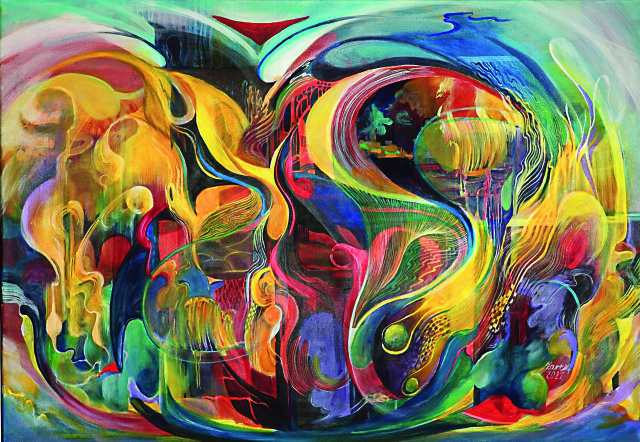 Zdzisława Zarenkiewicz-Zemla, „Szał natury”, 2022, akryl
na płótnie, 70 x 100 cm, galeria artpower.pl, 2660 zł