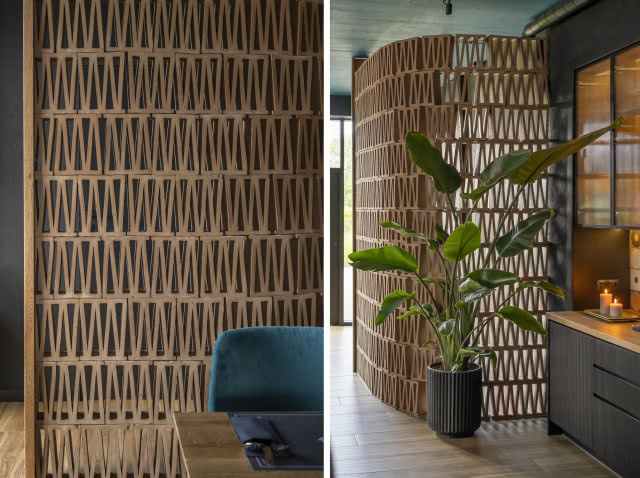 ażurowa ścianka oddzielająca przestrzeń