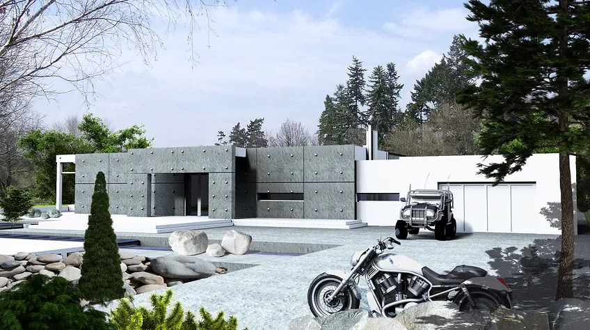 Projekt domu Alfa z garażem dwustanowiskowym