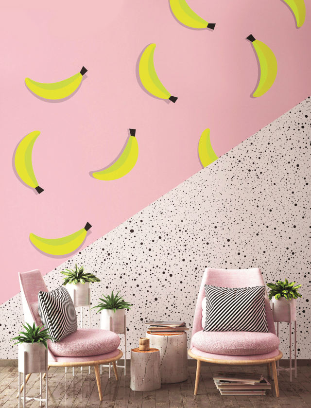 Tapeta w lastryko i banany