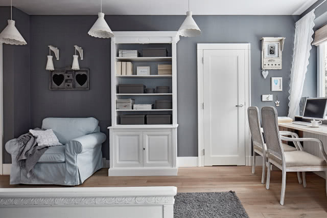 Salon w bieli i szarości