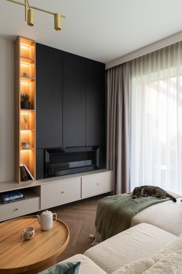 biokominek zabudowany w salonie