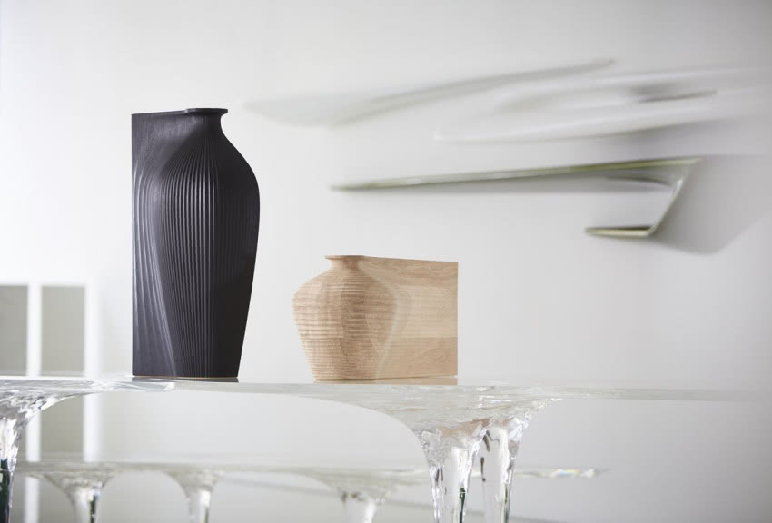 Drewniane wazony zaprojektowane przez Garetha...