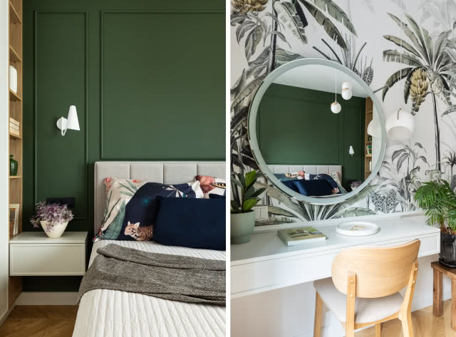 Aranżacja zielonej sypialni
