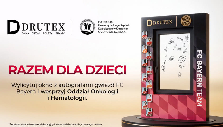 Takiego okna nie kupisz. Rusza charytatywna aukcja unikatowego Drutex z autografami gwiazd FC Bayern