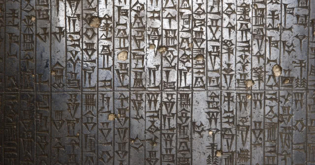 kodeks - czarna płyta z zapisanymi gęsto heroglifami