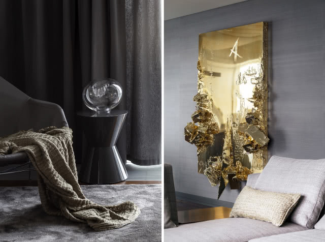 Złota rzeźba na ścianie