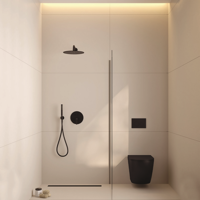 beżowa łazienka bez płytek