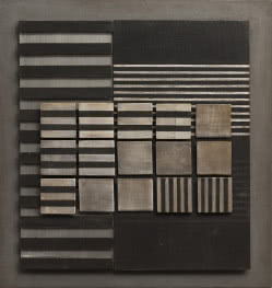 Henryk Stażewski, "Relief", 1964, drewno, aluminium, 43 x 41 cm.