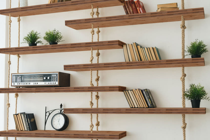 Półki wykonane z blatu bambusowego, www.dlh.pl