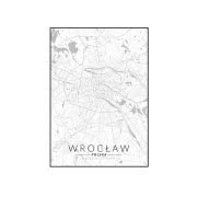 Wrocław mapa czarno biała - plakat