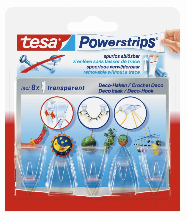 Przezroczyste haczyki tesa Powerstrips Deco