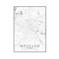Wrocław mapa czarno biała - plakat