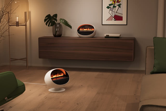 Erik to urządzenie 3w1, które łączy funkcje termowentylatora, kominka elektrycznego i dyfuzora zapachowego.