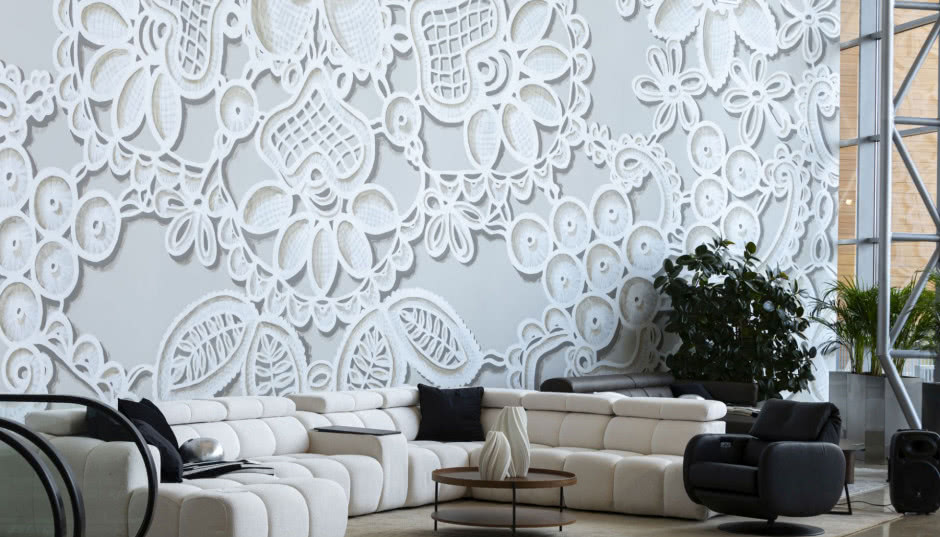 Haftem malowane - koronkowy mural NeSpoon odmienia wnętrze DOMOTEKI