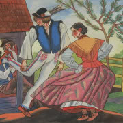 "Dziewczyna pojąca myśliwego", tempera, płótno,...