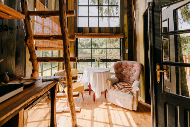 drewniany domek na drzewie