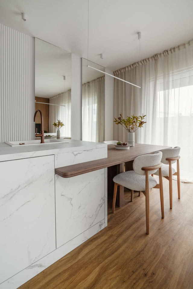 stół z blatem z wyspą