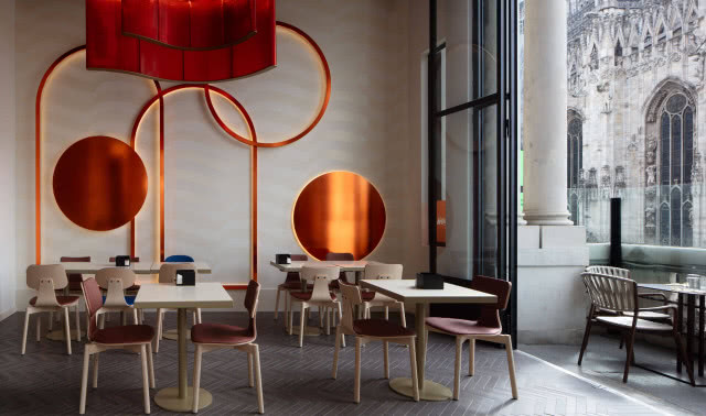 neony na ścianie w kształcie kół