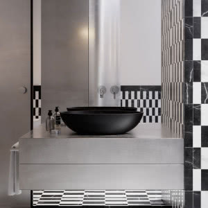 Harmonia kontrastów - odkryj łazienkę w stylu Maximalist Bauhaus pełną elegancji i ekspresji