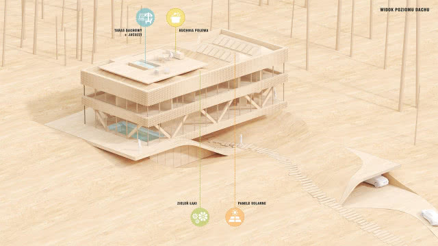 Dom z Grotą - rzut z góry na całość budynku