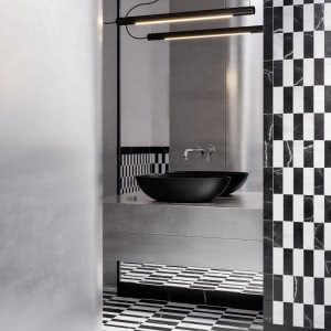 Harmonia kontrastów - odkryj łazienkę w stylu Maximalist Bauhaus pełną elegancji i ekspresji